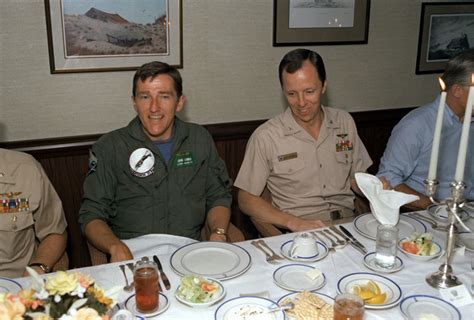 Secretary Of The Navy John F Lehman Jr Left In His Reserve Uniform