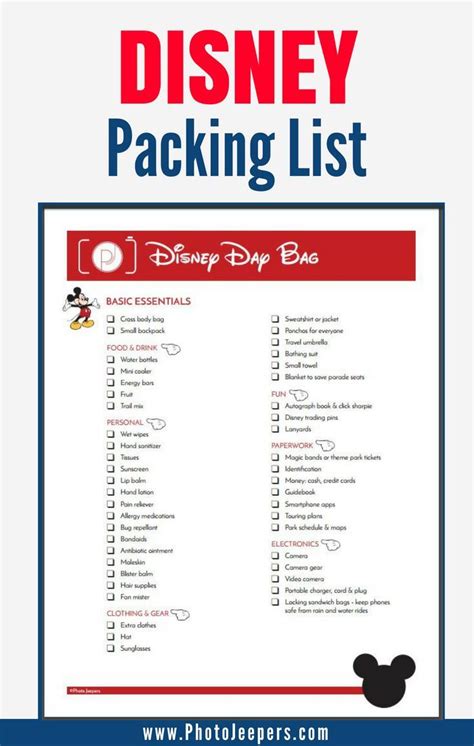 Disney Packing List What To Pack For Day At Disney With Kids Packing