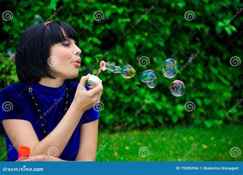 Woman Blowing Bubbles Royalty Free Stock Image Image 19286956