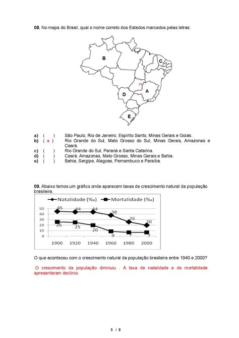 Atividade De Geografia Ano População Brasileira EDUCA