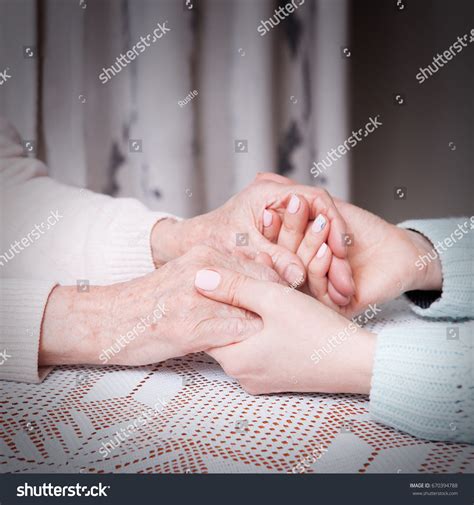 Helping Hands Care Elderly Concept Care Stock Photo 670394788
