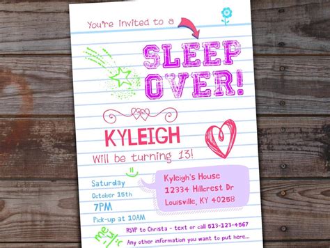 sleepover invitation sleepover birthday invitations tween etsy sleepover invitations