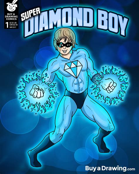 Custom Cartoon Superhero Drawing Super Diamond Boy