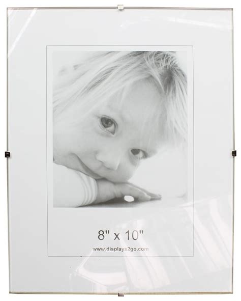 8 X 10 Frameless Picture Frame For Wall With Side Clips Clear Glass