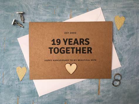 Personalised Custom 19th Anniversary Card 19 Years Together Etsy