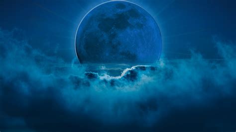 Blue Moon Wallpaper 4k Night Surreal Blue Background