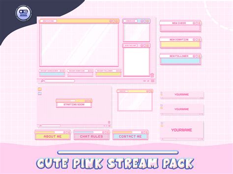Artstation Twitch Overlay Package Animated Cute Pink Windows
