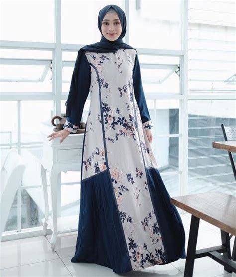 50+ Inspirasi Model Gamis Katun Jepang Motif Bunga Terbaru 2019