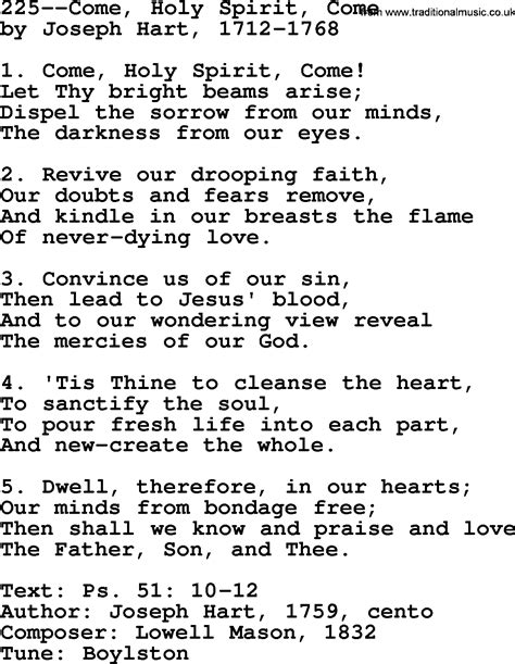 Lutheran Hymns Song225 Come Holy Spirit Come Lyrics And Pdf