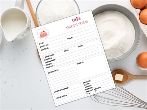 Cake Order Form, Bakery Order Form, Order Form Template, Cake Order