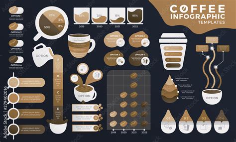 Coffee Infographic Templates Coffee Infographic Bundle Stock Vector