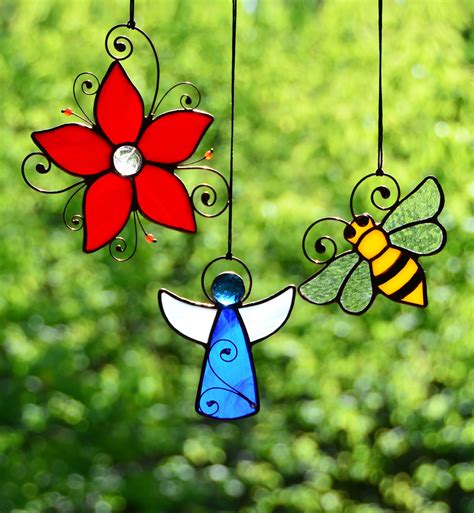 Stained Glass Suncatchers By Kamillaart On Etsy Stained Glass Ornaments Stained Glass Flowers