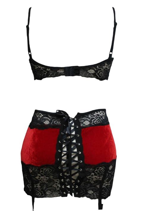 2020 Exotic Apparel Lace Sexy Lingerie Set Underwear Women Lady Velvet Bra Thong Garter Set Ropa
