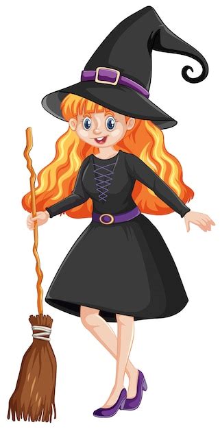 Personaje De Dibujos Animados Lindo Joven Bruja Vector Gratis