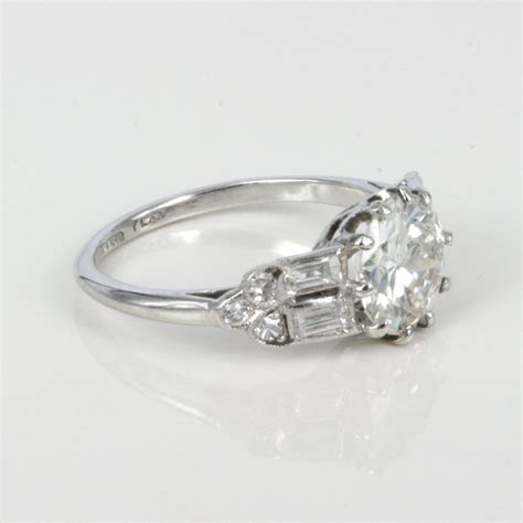95 Deco Wedding Ring Vintage Diamond Halo Art Deco Engagement