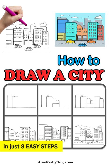 City Drawing How To Draw A City Step By Step