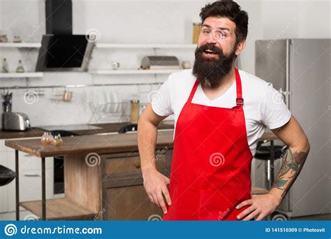 Confident And Experienced Chef Hipster In Kitchen Mature Male Bearded Man Cook Restaurant Or