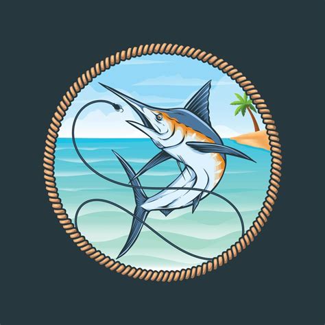 Blue Marlin Fishing Vector Logo 5131259 Vector Art At Vecteezy