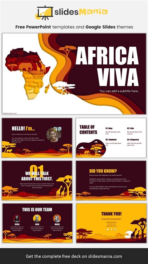 The Africa Powerpoint Presentation Is Shown In Yellow And Brown Colors