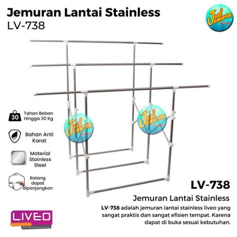 Promo Jemuran Baju Stainless Steel Palang Lipat Liveo Telescopic In