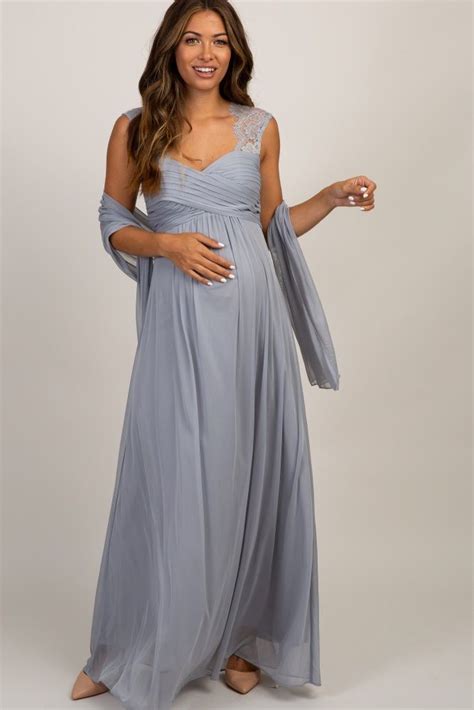 navy blue scalloped crochet chiffon maternity evening gown maternity evening gowns maternity