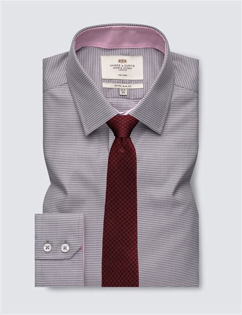 Non Iron Dobby Men S Extra Slim Fit Shirt With Single Cuff In Grey And
