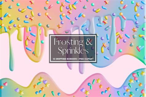 Rainbow Dripping Frosting With Sprinkles Graphic By Pixafied · Creative