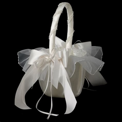 Bridal Flower Girl Basket Wsatin Ribbons Bridal Flower Girl Baskets