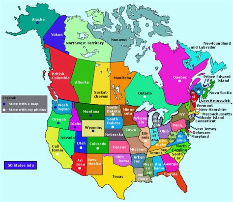 Map Of United States And Canada Showing States