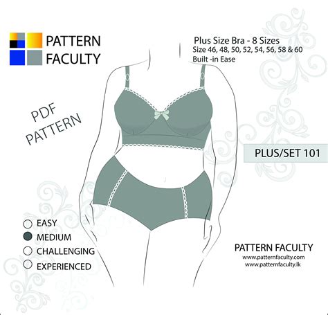Plus Set 101 Plus Size Bra And Panty Set Pdf Patterns For Etsy Hong Kong