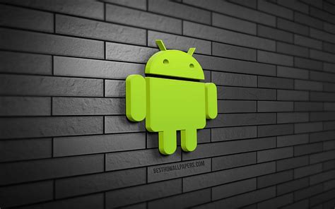 Android 3d Logo Gray Brickwall Creative Os Android Logo 3d Art