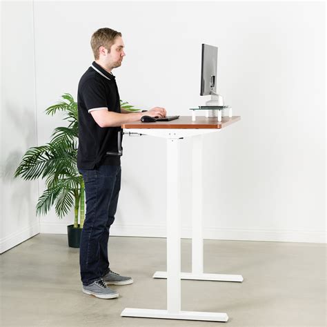 Vivo White Manual Height Adjustable Stand Up Desk Frame Crank System Ebay