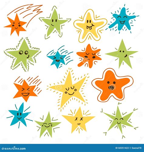 Funny Stars Icons For Ui Game Score Vector Illustration Cartoondealer
