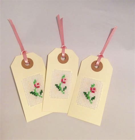 Cross stitch gift tag flower gift tag birthday gift tag | Etsy | Stitch gift, Gift tags birthday 
