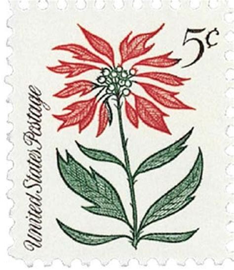 Five 5 Vintage Christmas Postage Stamps Christmas Plants Etsy