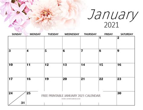 Free Printable January 2021 Calendar 12 Awesome Designs To Use