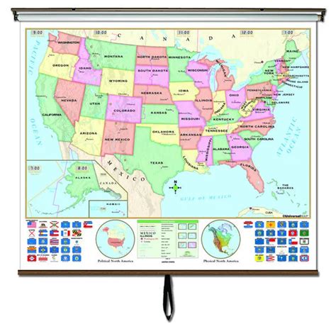 Us Beginner Classroom Wall Map On Roller W Backboard 21600 Picclick