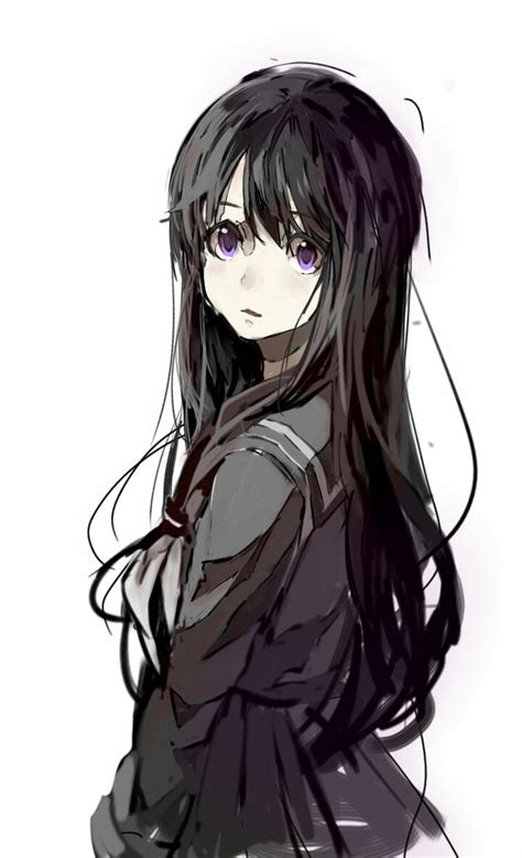 Genial Anime Girl With Black Hair No Bangs Seleran