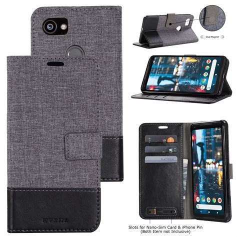Drop Protection Canvas Wallet Case Id Cardcash Slot Stand Flip Cover