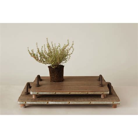 87 3r Studios Decorative Wood Trays With Iron Handles Set Of 2