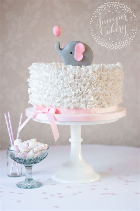 Elephant Ruffle Baby Shower Cake By Juniper Cakery Baby Shower Cake