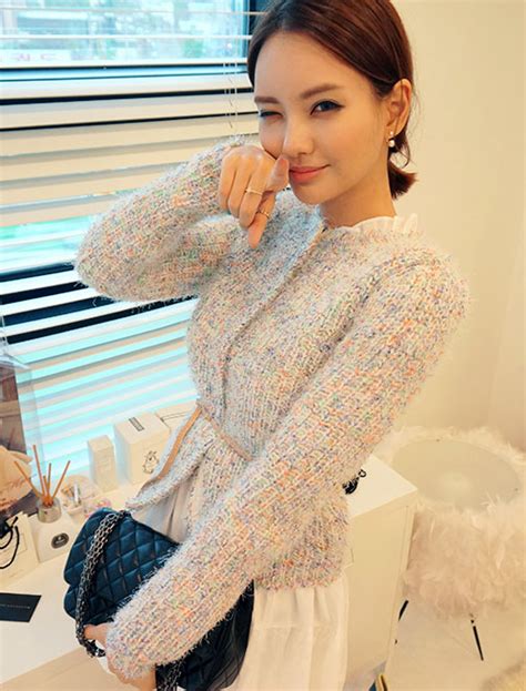[chuu] color knit cardigan kstylick latest korean fashion k pop styles fashion blog