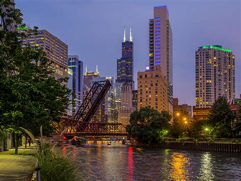 Wallpaper Chicago City Usa Illinois Bridge River Skyscrapers Cities