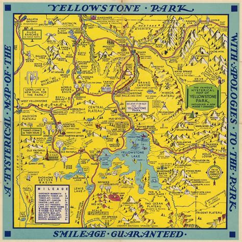A Hysterical Map Of The Yellowstone Park With Apologies To The Etsy