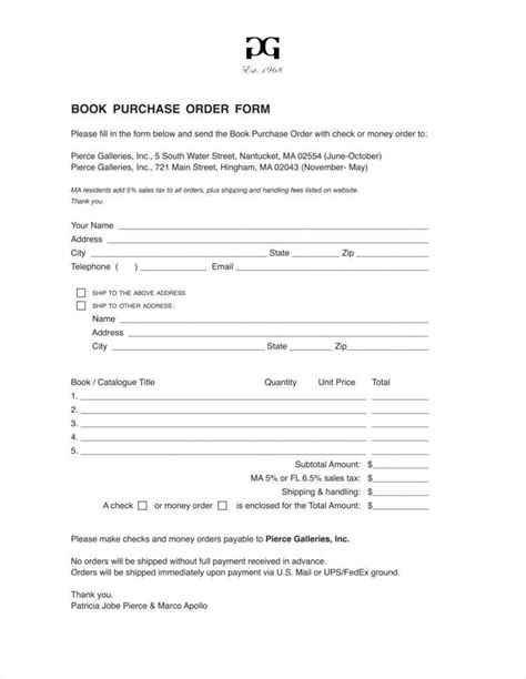 Book Pre Order Form Template Free