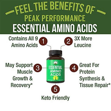 all 9 essential amino acids supplement capsules with 3x more leucine for muscle recovery