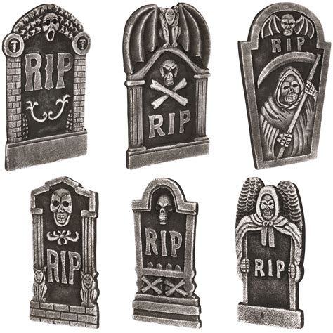 Loftus Graveyard Halloween Decor 6pc 19 And 12 Tall Tombstones Black
