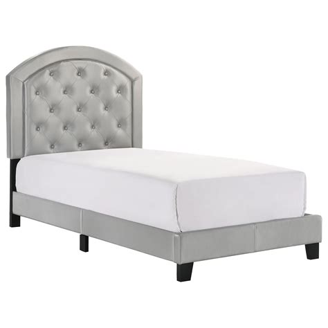 Crown Mark Gaby Twin Upholstered Platform Bed With Adjustable Headboard