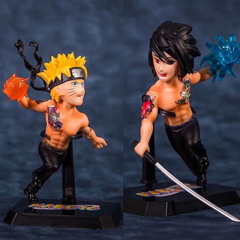 Anime Naruto And Sasuke Uchiha With Tattoo Action Figure Model Toys In