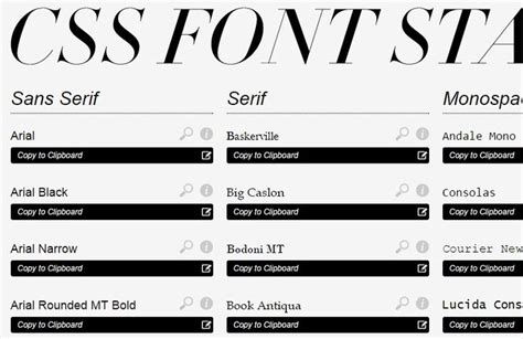 Css Font Stack A Complete Collection Of Web Safe Css Font Stacks